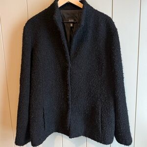 Eileen Fisher Women XL Black Wool Bouclé Blazer Cardigan Minimalist Quiet Luxury